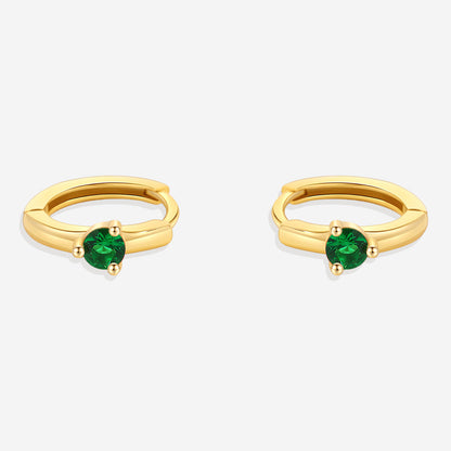 Mint & Lily Solitaire Birthstone Huggie Hoop Earrings