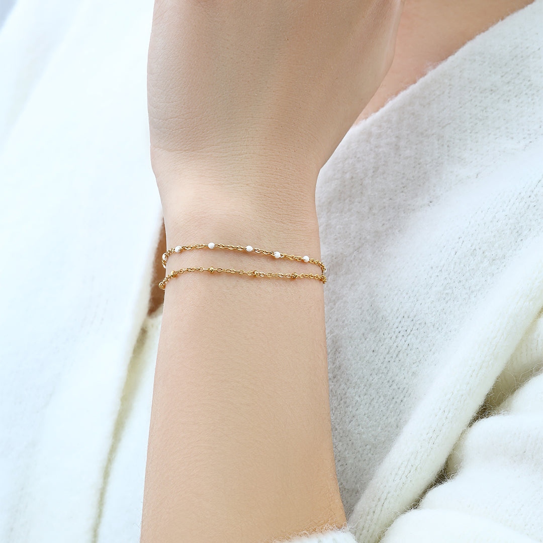 Mint & Lily Dainty Double Chain Beaded Bracelet