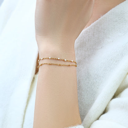 Mint & Lily Dainty Double Chain Beaded Bracelet