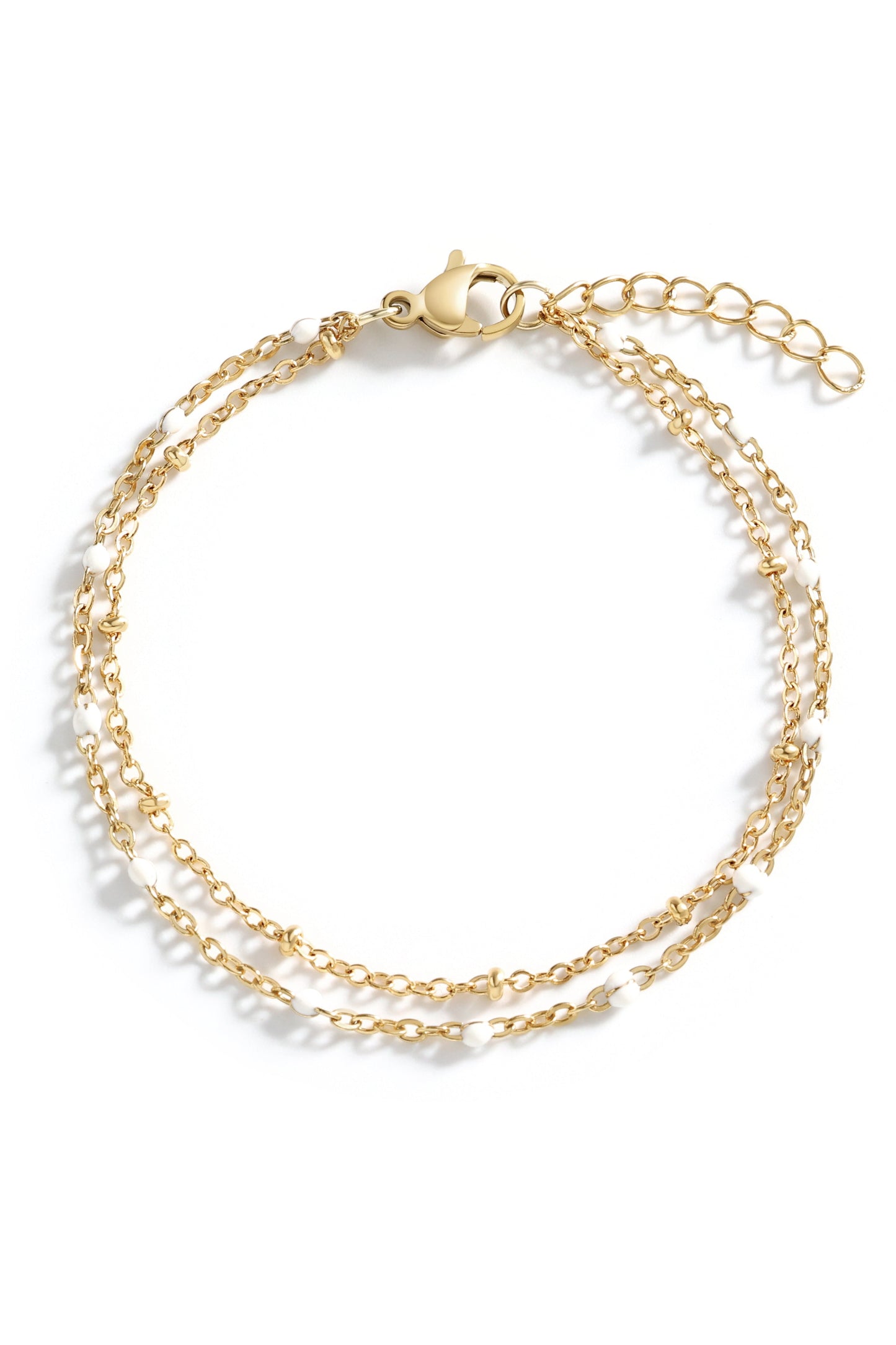 Mint & Lily Dainty Double Chain Beaded Bracelet