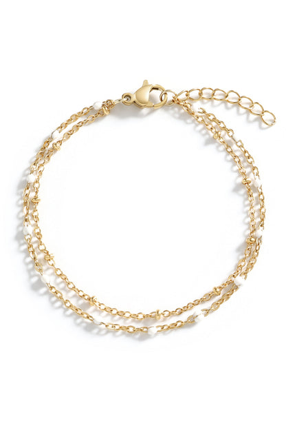 Mint & Lily Dainty Double Chain Beaded Bracelet