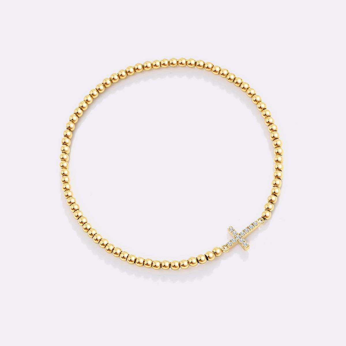 Mint & Lily Gold Beaded Cross Stretch Bracelet