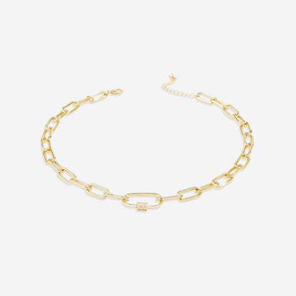 Mint & Lily Link Chain Necklace with Pave Carabiner Clasp