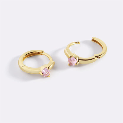 Mint & Lily Solitaire Birthstone Huggie Hoop Earrings