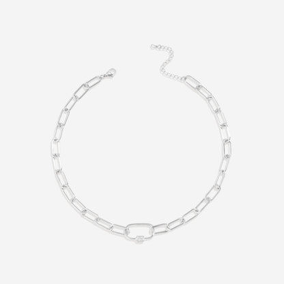 Mint & Lily Link Chain Necklace with Pave Carabiner Clasp