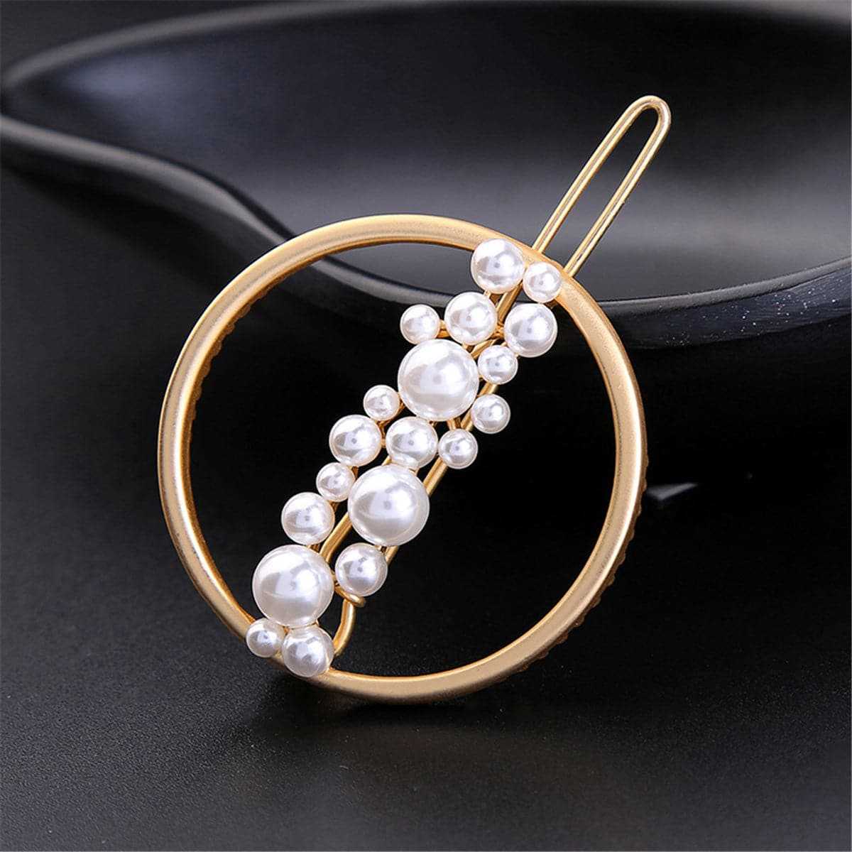 Pearl & Goldtone Ring Hair Clip