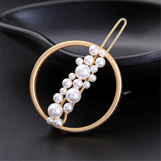 Pearl & Goldtone Ring Hair Clip