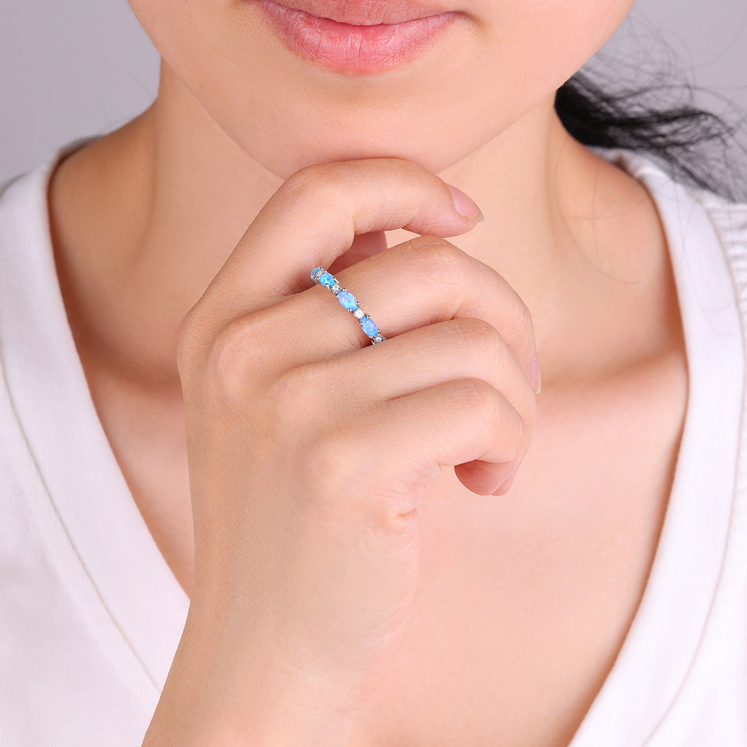 Mint & Lily Eternity Fire Opal Ring