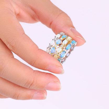 Mint & Lily Eternity Fire Opal Ring