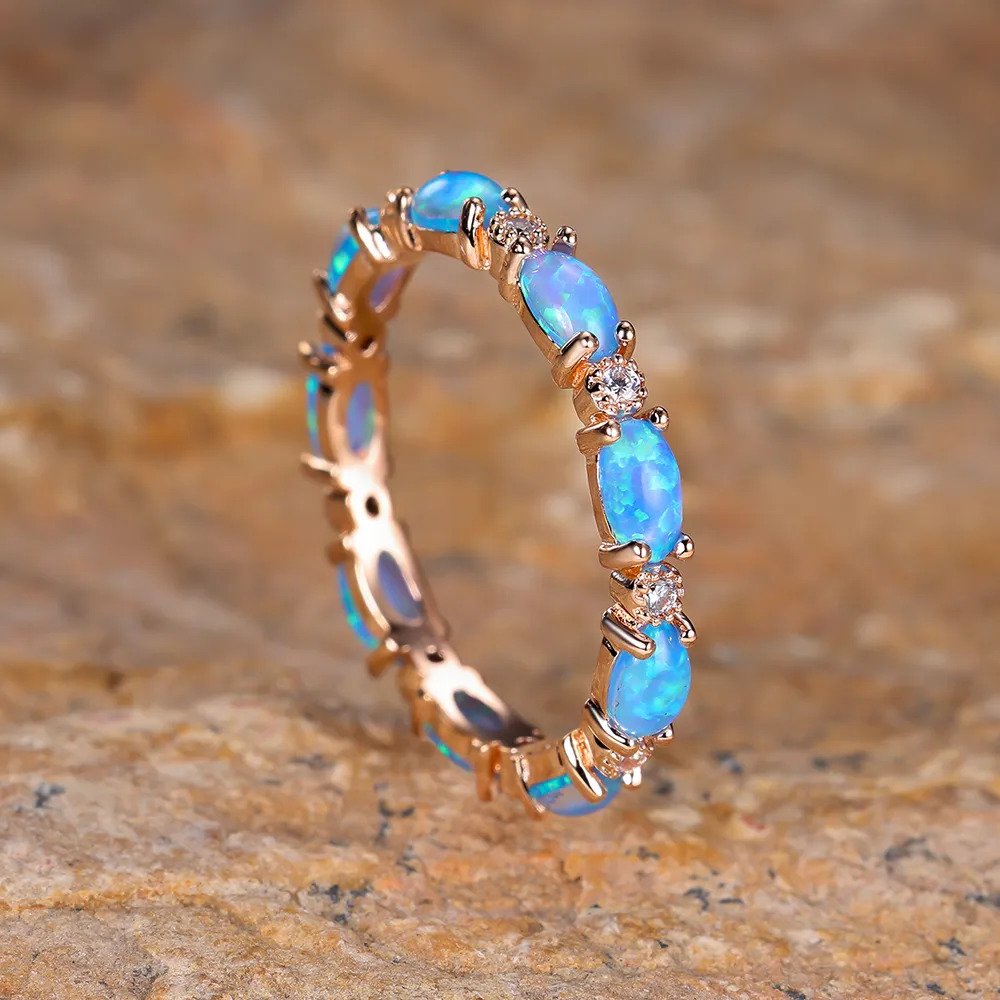 Mint & Lily Eternity Fire Opal Ring