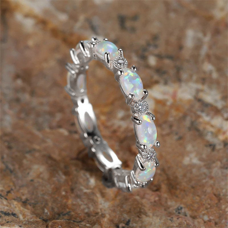 Mint & Lily Eternity Fire Opal Ring