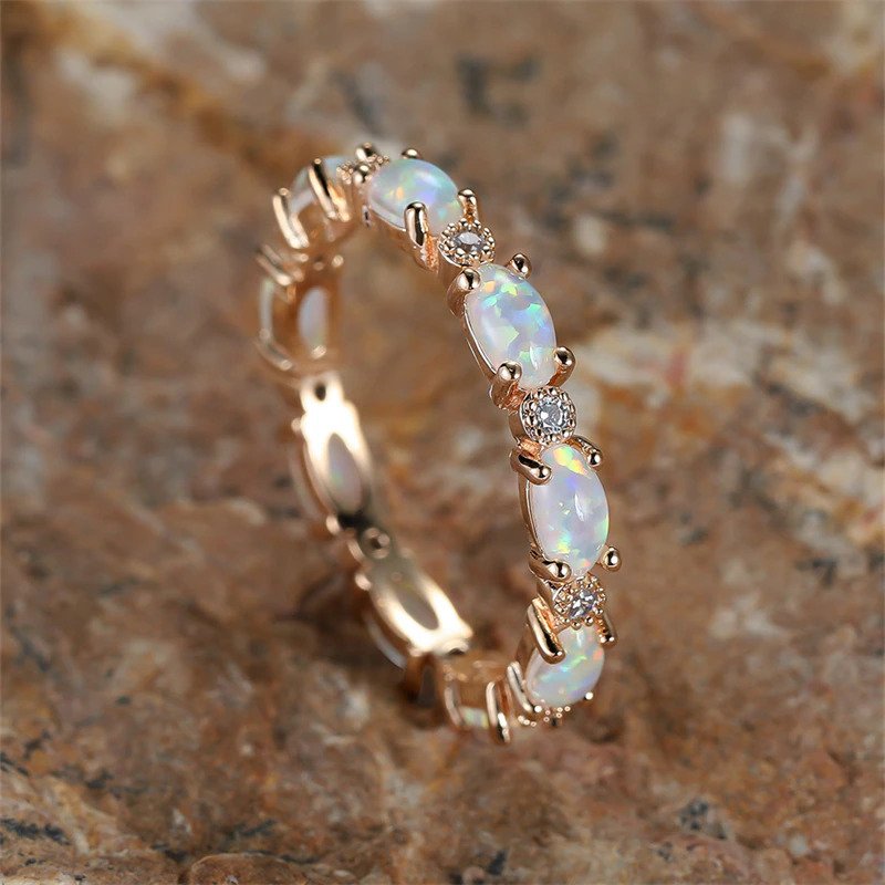 Mint & Lily Eternity Fire Opal Ring