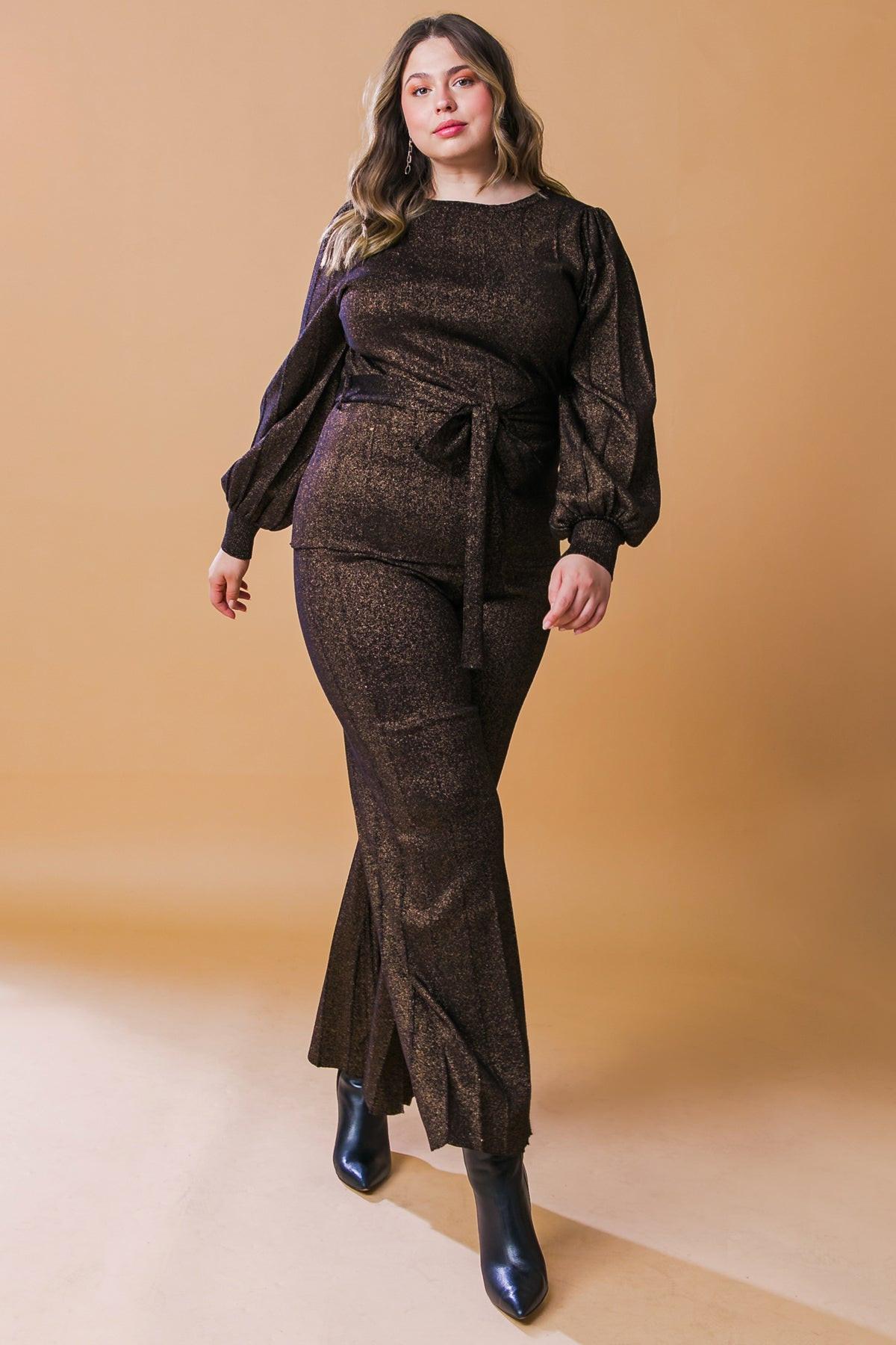Stunning Stance Metallic Sweater Tunin and Pant Set