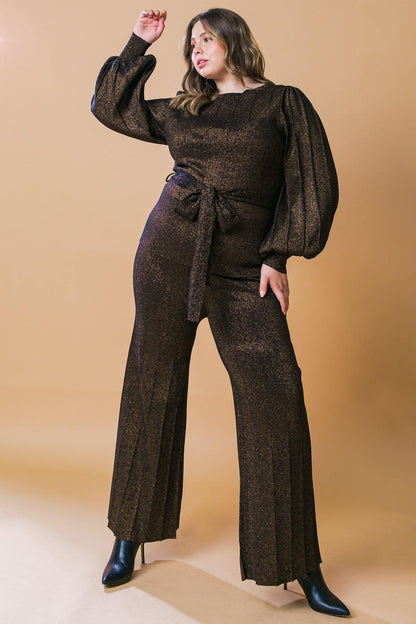 Stunning Stance Metallic Sweater Tunin and Pant Set