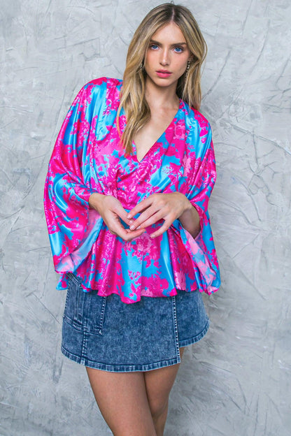 Here We Go Again Blue Woven Top