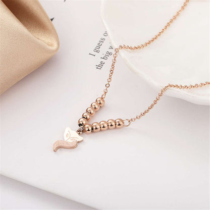 Rose Goldtone Frosted Fox Bead Anklet