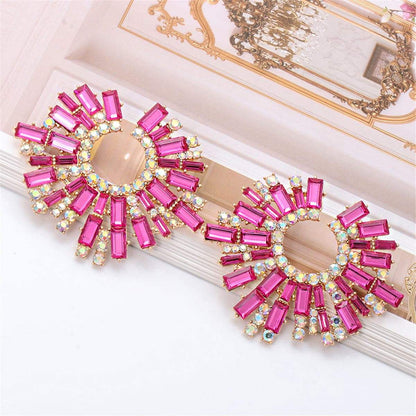 Pink Cubic Zirconia & Goldtone Hola Round Stud Earrings