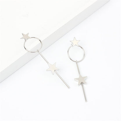 Silvertone Star Magic Wand Drop Earrings