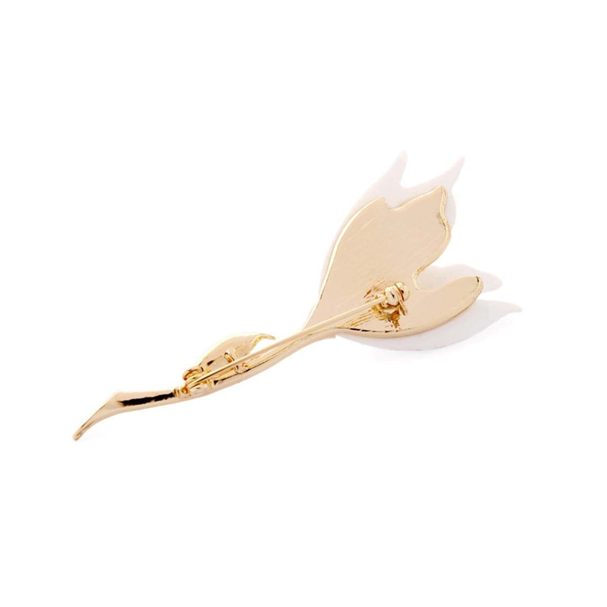 White Resin & Goldtone Lily Brooch