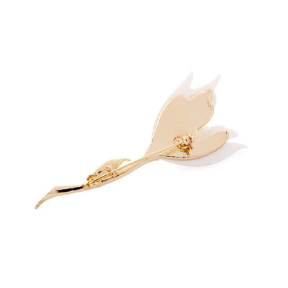White Resin & Goldtone Lily Brooch