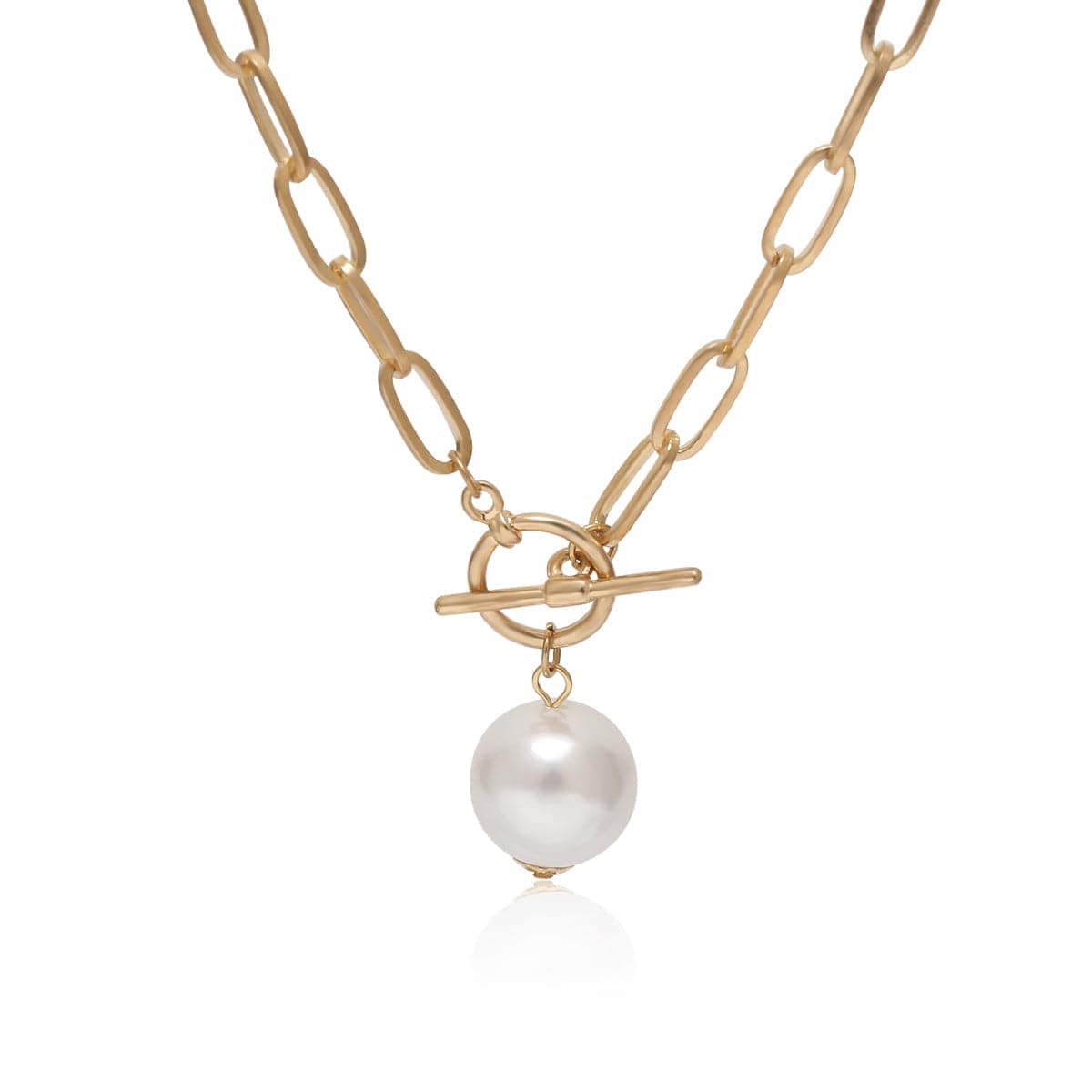Pearl & Goldtone Toggle Pendant Necklace