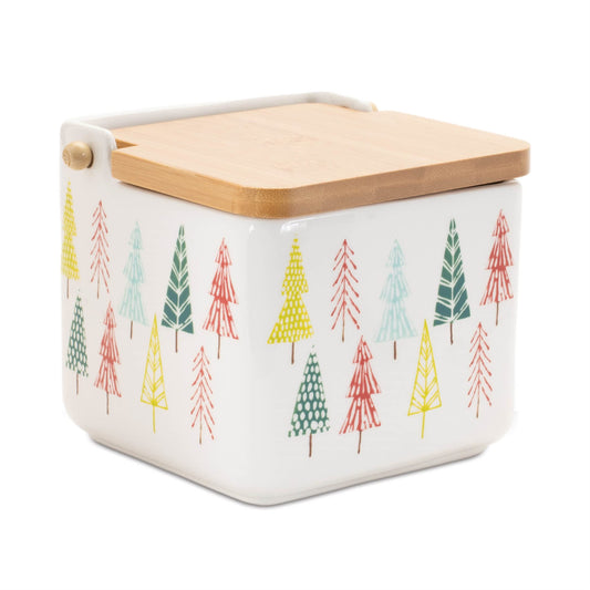 Melrose International Ceramic Pine Tree Print Box (Set of 2)