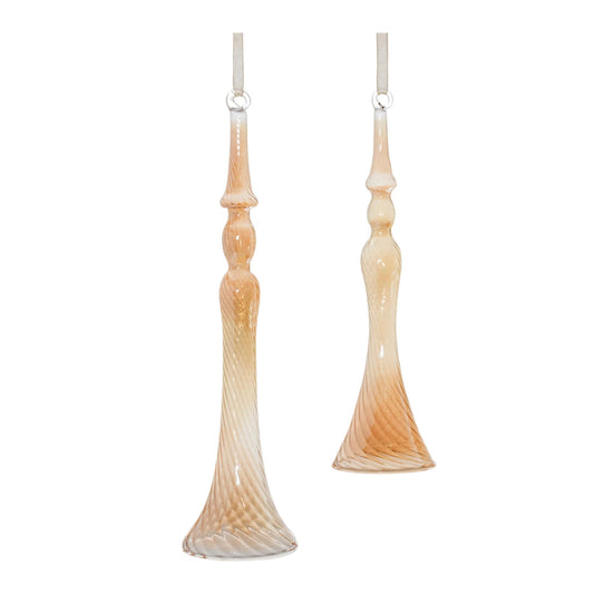 Melrose International Amber Ombre Swirl Glass Drop Ornament (Set of 12)