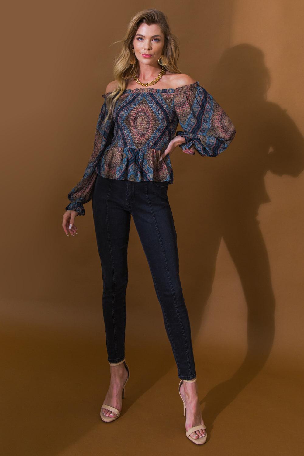 Boho Rainbow Woven Top