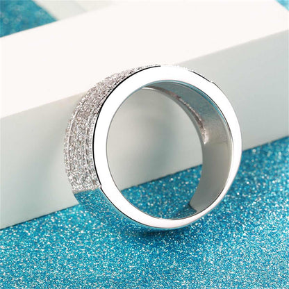 Cubic Zirconia & Silvertone Layered Band-1