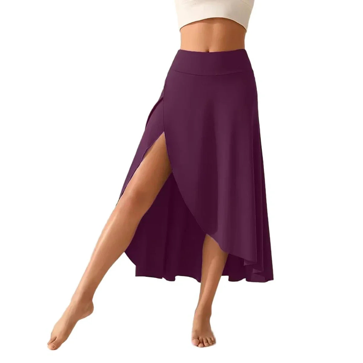 High Waist Split Skirt with Pockets, Flowy Maxi Skirt for Yoga
