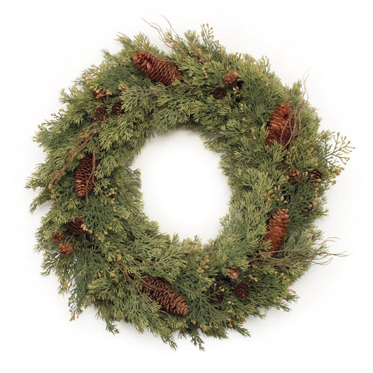 Melrose International Pine and Pinecone Wreath 22"D