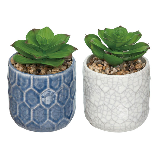 Ceramic Faux Succulent Decor Set of 2 Spring Summer Home Decorations Decorative Objects