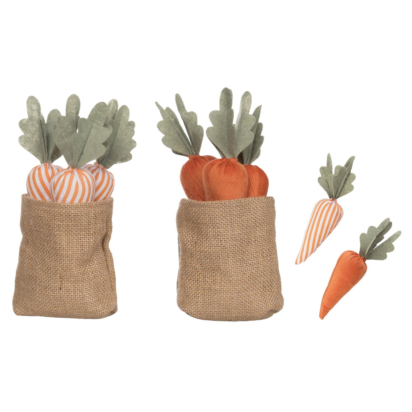 Set of 2 Fabric Carrots in Bag - Decorative Polyester Objects for Home and Garden