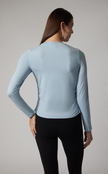 2 PK Cationic Jersey Crew Neck Top with Side Ruching and Everyday Crew Neck Top