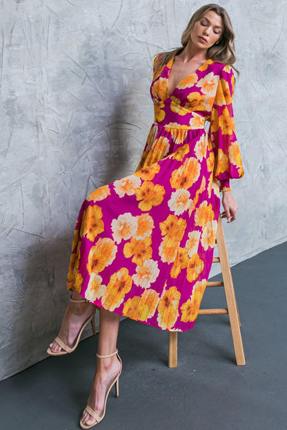 Look at Her Floral Woven Midi Dress