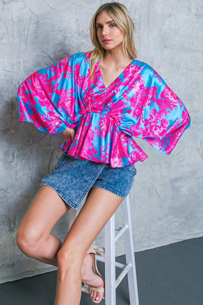 Here We Go Again Blue Woven Top