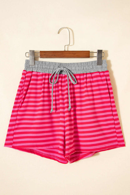 Threaded Pear Ocean Waist Casual Ribbed Shorts