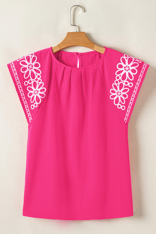 Threaded Pear Murphy Floral Embroidered Sleeve Blouse
