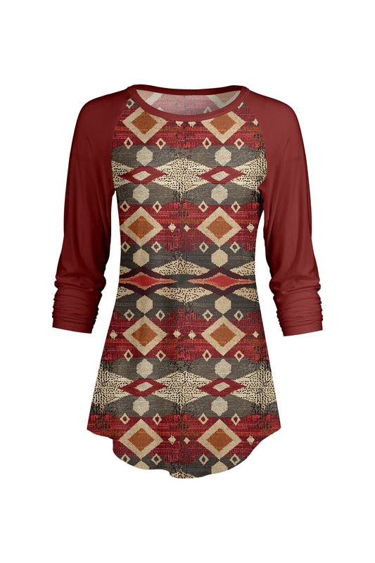 Red & Tan Aztec Pattern-