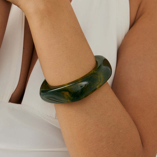 Green Resin Square Bangle