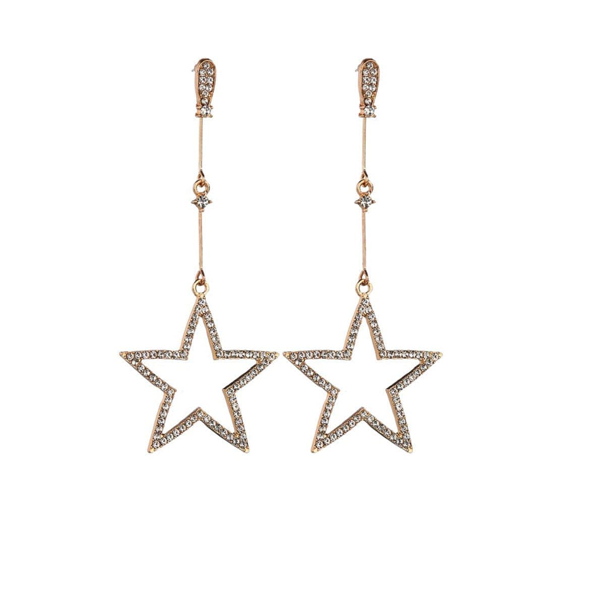 Cubic Zirconia & Goldtone Hollow Star Drop Earrings