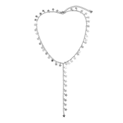 Silvertone Star Drop Necklace