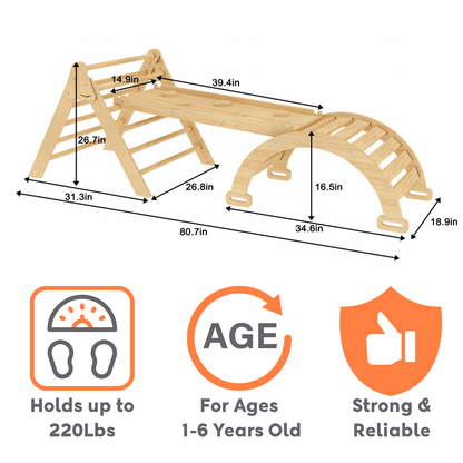 Hazel | Pikler Triangle, Slide & Rocker Set