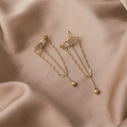Cubic Zirconia & Goldtone Star Chain Chandelier Drop Earrings