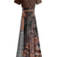 Brown Stripe Floral Print