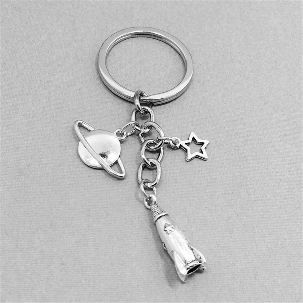 Silvertone Rocket Key Chain