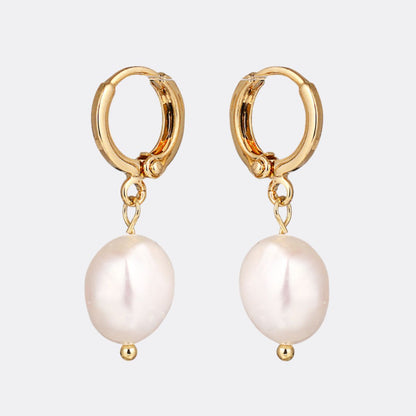 Mint & Lily Freshwater Pearl Drop Huggie Earrings