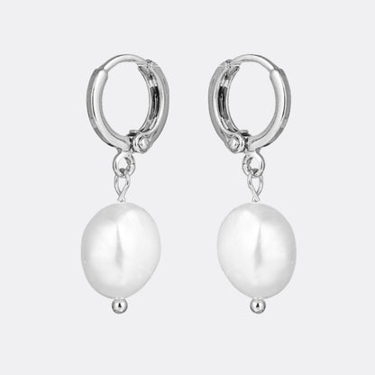 Mint & Lily Freshwater Pearl Drop Huggie Earrings