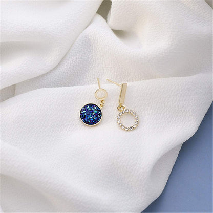 Cubic Zirconia & Blue Resin Goldtone Mismatch Drop Earrings