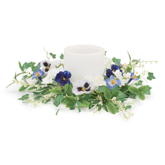 Melrose International Mixed Petunia Pansy Candle Ring 16"D